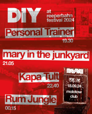 mary in the junkyard, Personal Trainer, Kapa Tult and Rum Jungle to play DIY's Molotow Club stage at Reeperbahn Festival 2024